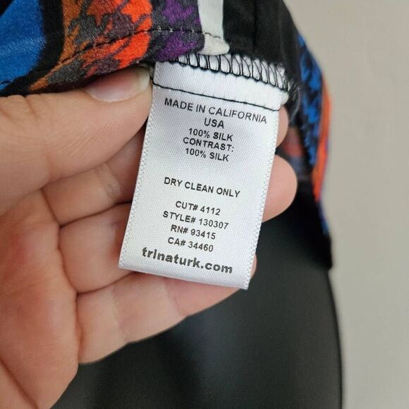 Trina Turk Silk Striped Houndstooth Tank Top - Picture 6 of 9